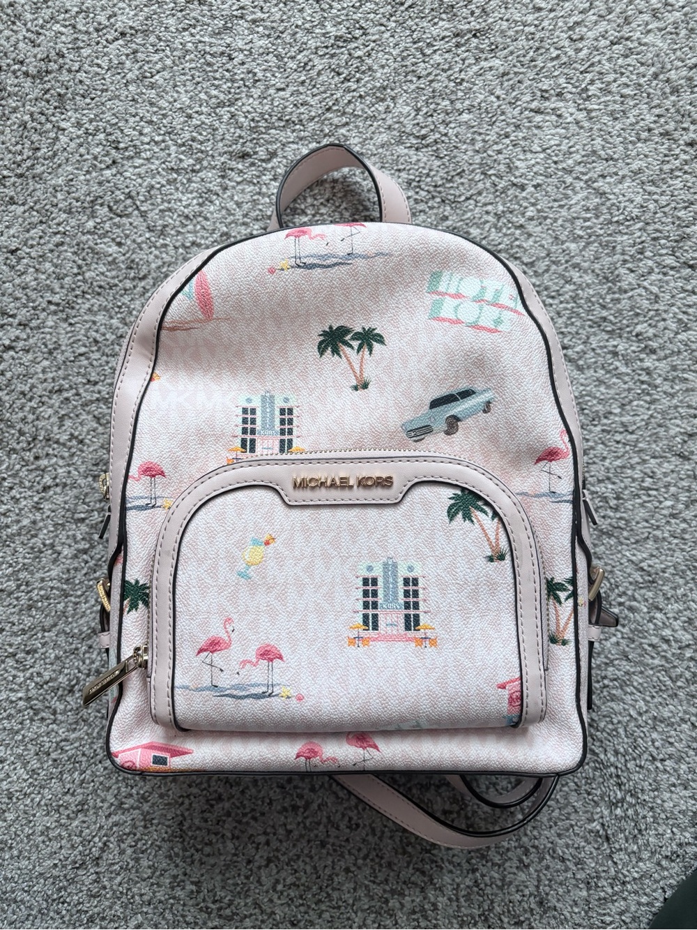 Michael Kors Light Pink Tropical Print Mini Backpack